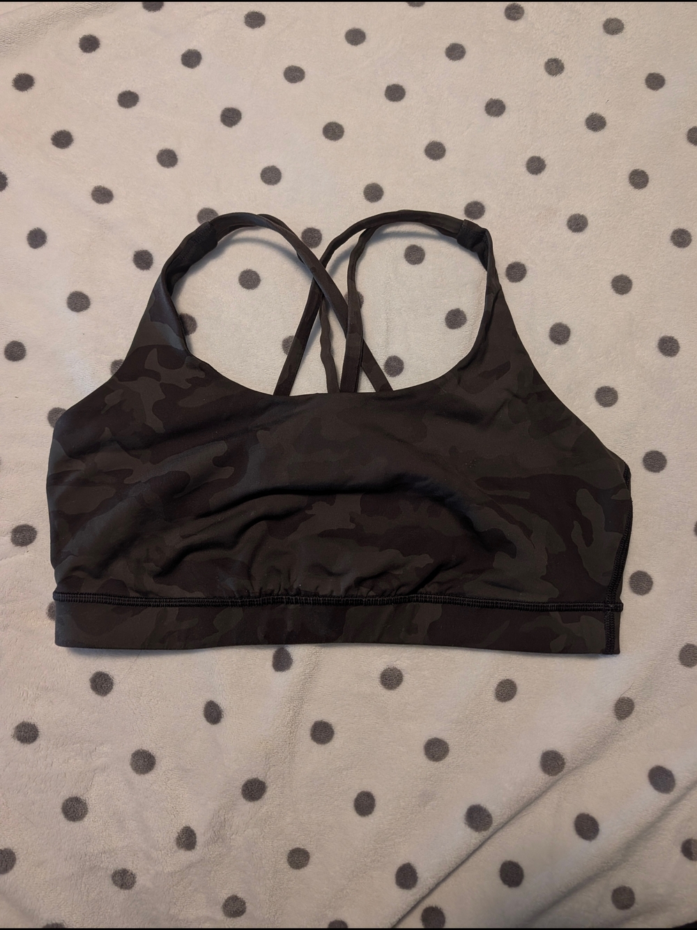 lululemon athletica Dark Green Camo Strappy Sports Bra